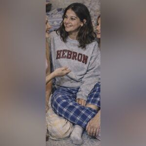 Hebron Gray and Red sweatshirt front pockets
